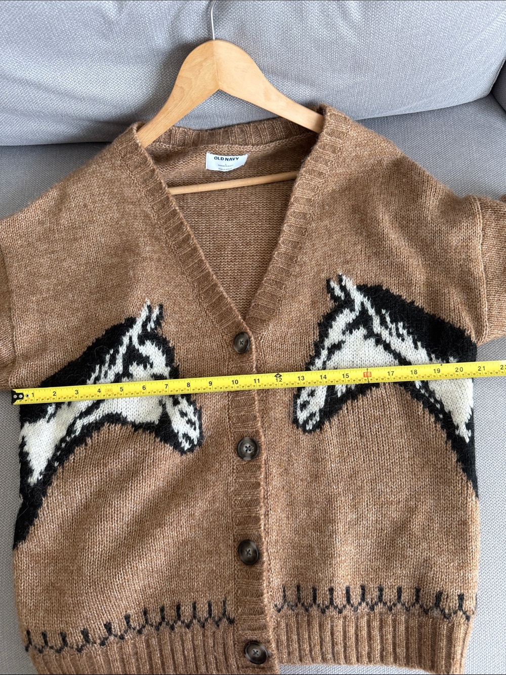 Old Navy Brown Horse Intarsia Button-Front Cardigan Size L NWT - Picture 7 of 12